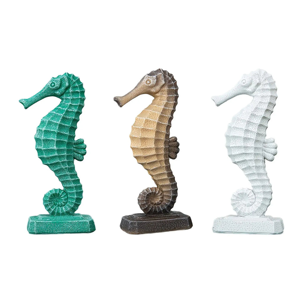 1Pc Seahorse Figurine Craft Figurine Home Art Modern Gift Collection Detailed Sea Horse Statue Ocean Sculpture Seahorse Ornament Zpaxo