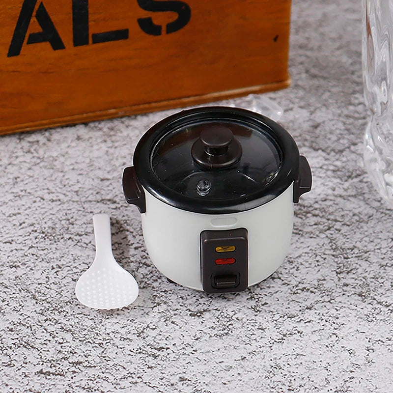 ▶1/12 Mini Rice Cooker Model With Rice Spoon Dollhouse Miniature Kitchen Appliances For Dollhouse Food Accessories Toy Zpaxo A