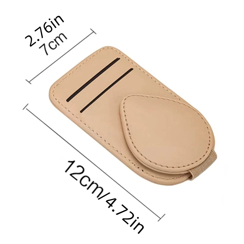 PU Leather Car Sunglasses Holder Universal Multifunctional Sun Visor Zpaxo