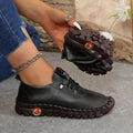 New Women Sneakers Comfortable Soft Leather Loafers Shoes for Women Hand Sewing Thread Mom Shoes Fashion Outdoor Sneakers Women Zpaxo black 36