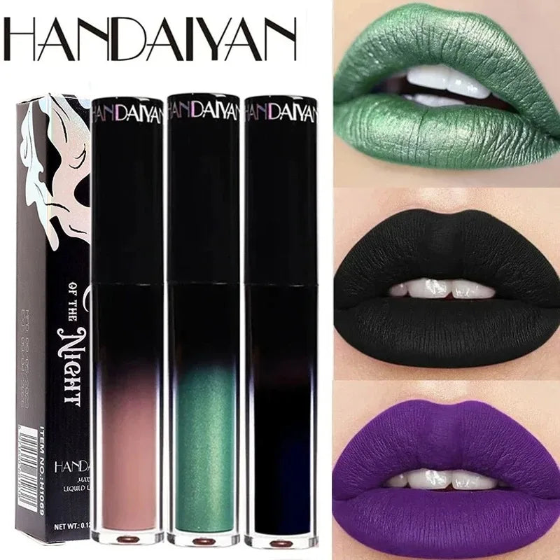 Matte Black Liquid Lipstick Waterproof Long Lasting Lip Gloss Tint