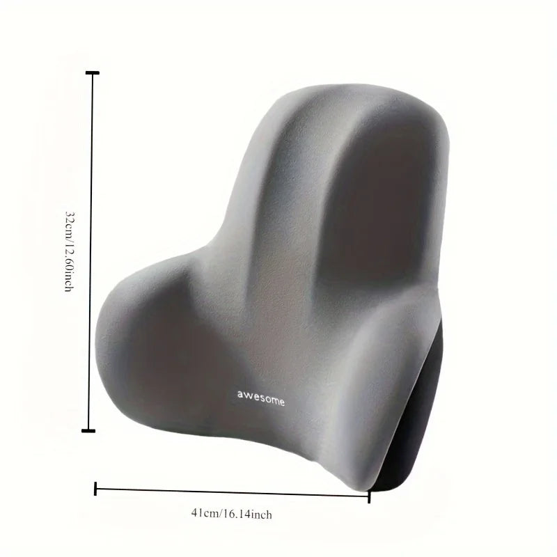 Memory Foam Seat Cushion 2-in-1 Lumbar Pillow Office Car Grey Black