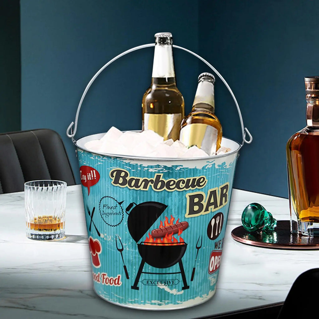 Round Metal Ice Bucket – Wine & Champagne Chiller for Parties Ice Bucket Zpaxo