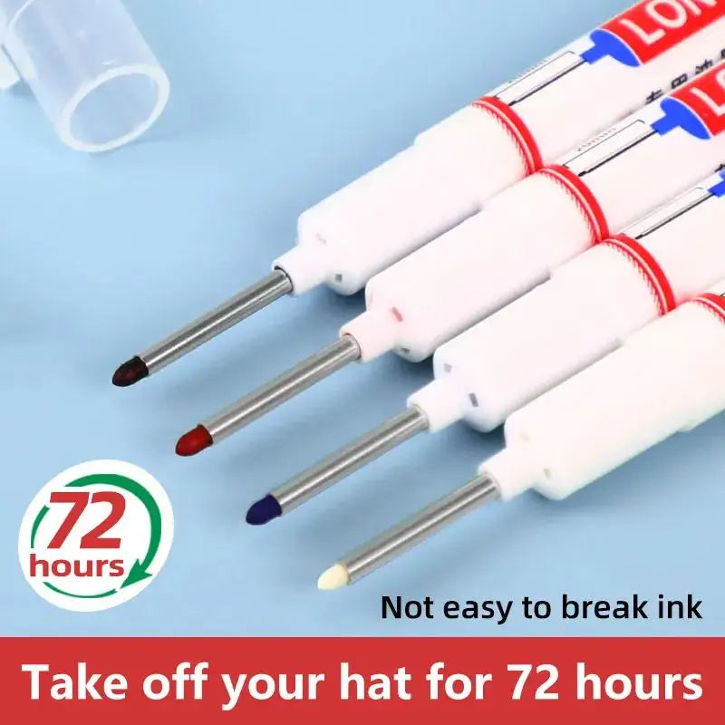 20mm Waterproof Long Nib Head Markers Deep Hole Marker Pen For Metal Carpenter White/Red/Black/Blue/Green Ink Woodworking Tools Zpaxo