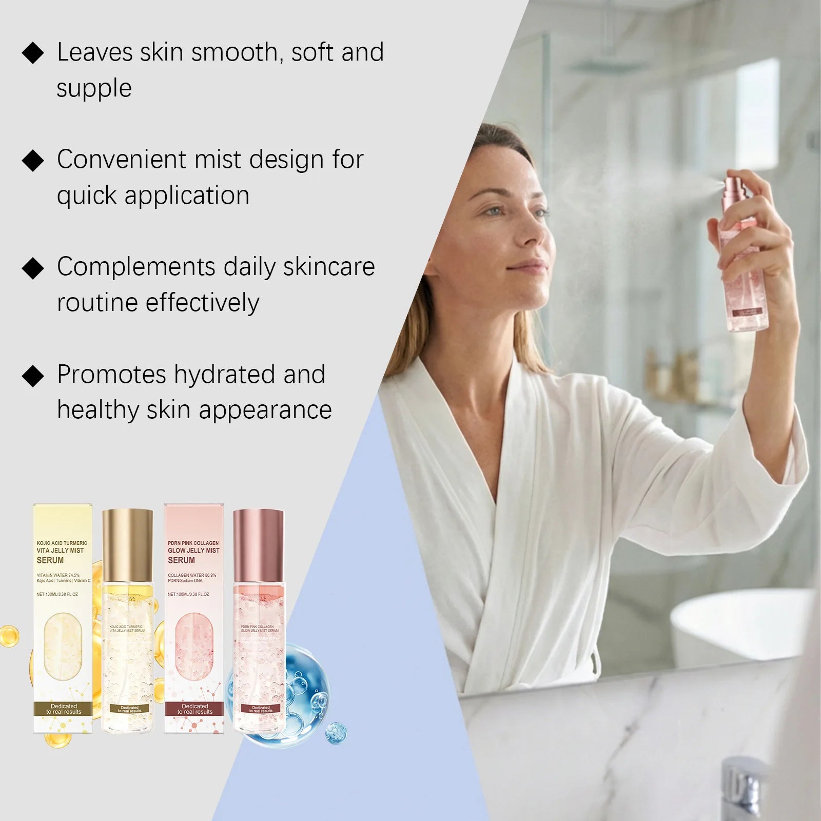 Hyaluronic Acid Collagen Jelly Mist Face Serum – Hydrate & Brighten Face Essence Serum Zpaxo