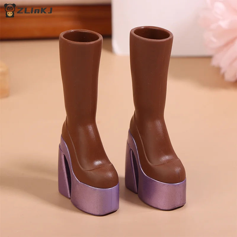 ▶Mini Doll Simulation High Heel Boots Doll Dress UP Accessories Dolls House Clothes Decoration For Girls Pretend Play Toys Zpaxo