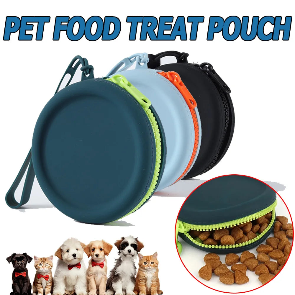Dog Treat Training Pouch, Portable Silicone Dog Food Treat Pouch with Lanyard and Hook for Outdoor Walking Supply Storage Bag Zpaxo