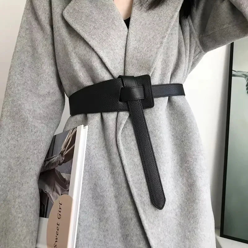 Women's Wide Faux Leather Knot Waistband Belt – Corset Cummerbund Women's Fashion Belt Zpaxo