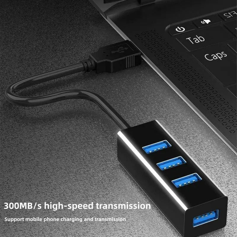 4-Port USB 3.0 Hub – Portable High-Speed USB Splitter for PC USB Hub Zpaxo