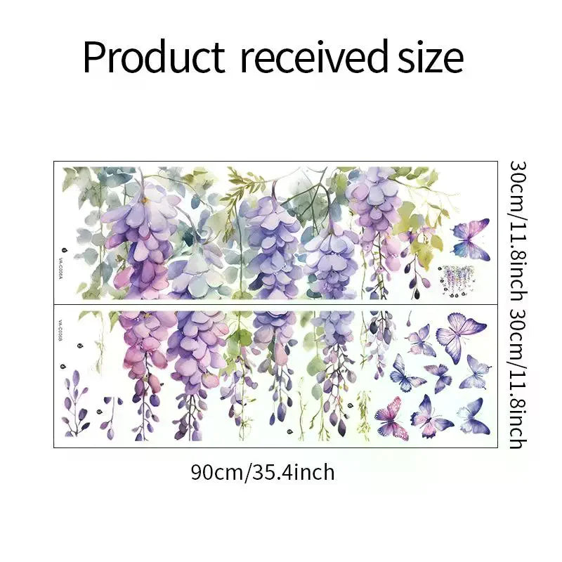 Purple Flower Plants Floral Wall Stickers Home Room Decoration Bedroom Adhesive Wall Furniture Door Sticker Zpaxo