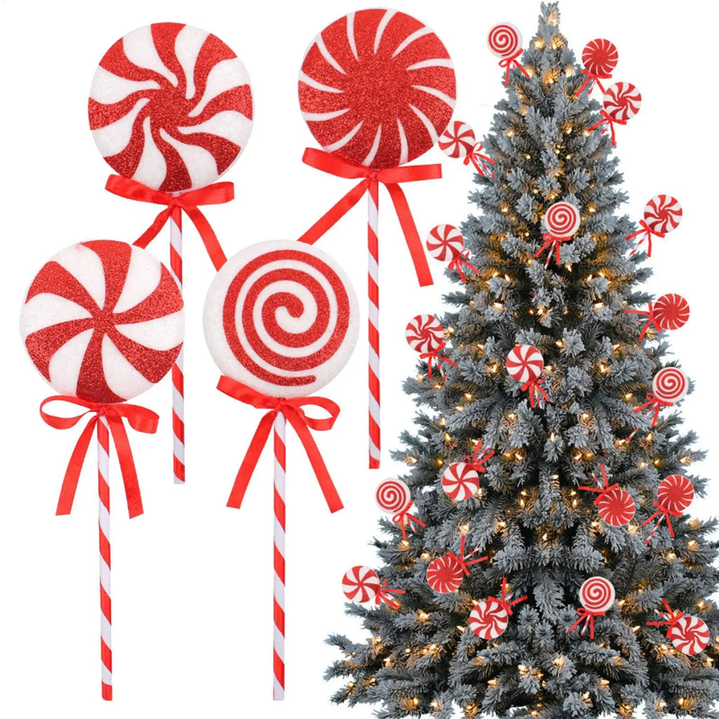 Christmas Tree Lollipop Decorations Red White Foam Candy Canes Xmas
