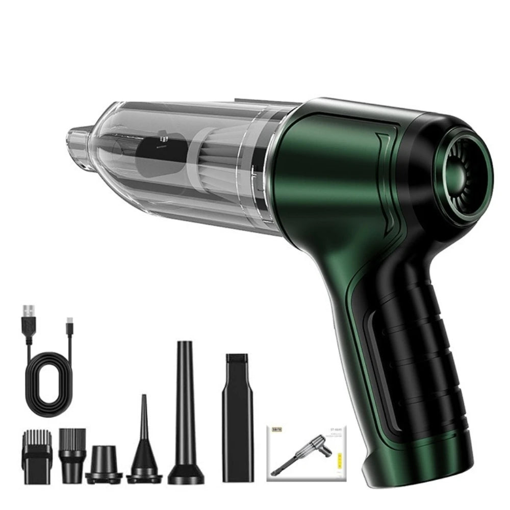 Suitu Car Mounted Vacuum Cleaner, Wireless Home and Car Dual-purpose Dry and Wet Vacuum Cleaner, High-power Portable Handheld VA Zpaxo green