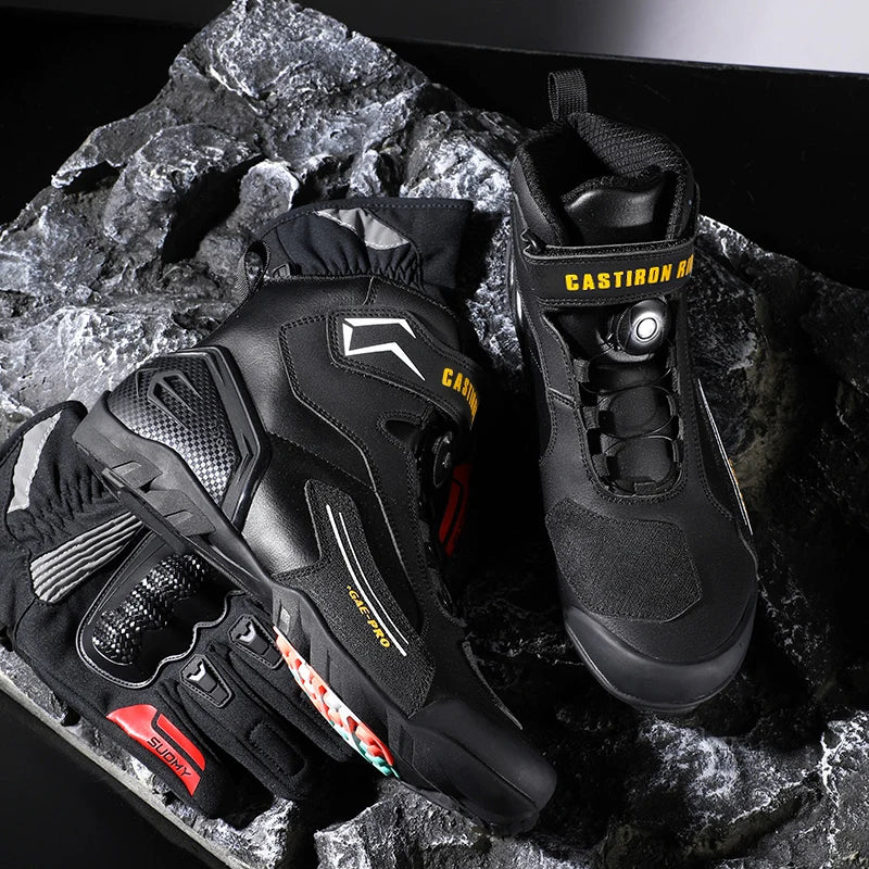 Lexsan Motorcycle Boots Men Leather Motos Breathable Anti Slip
