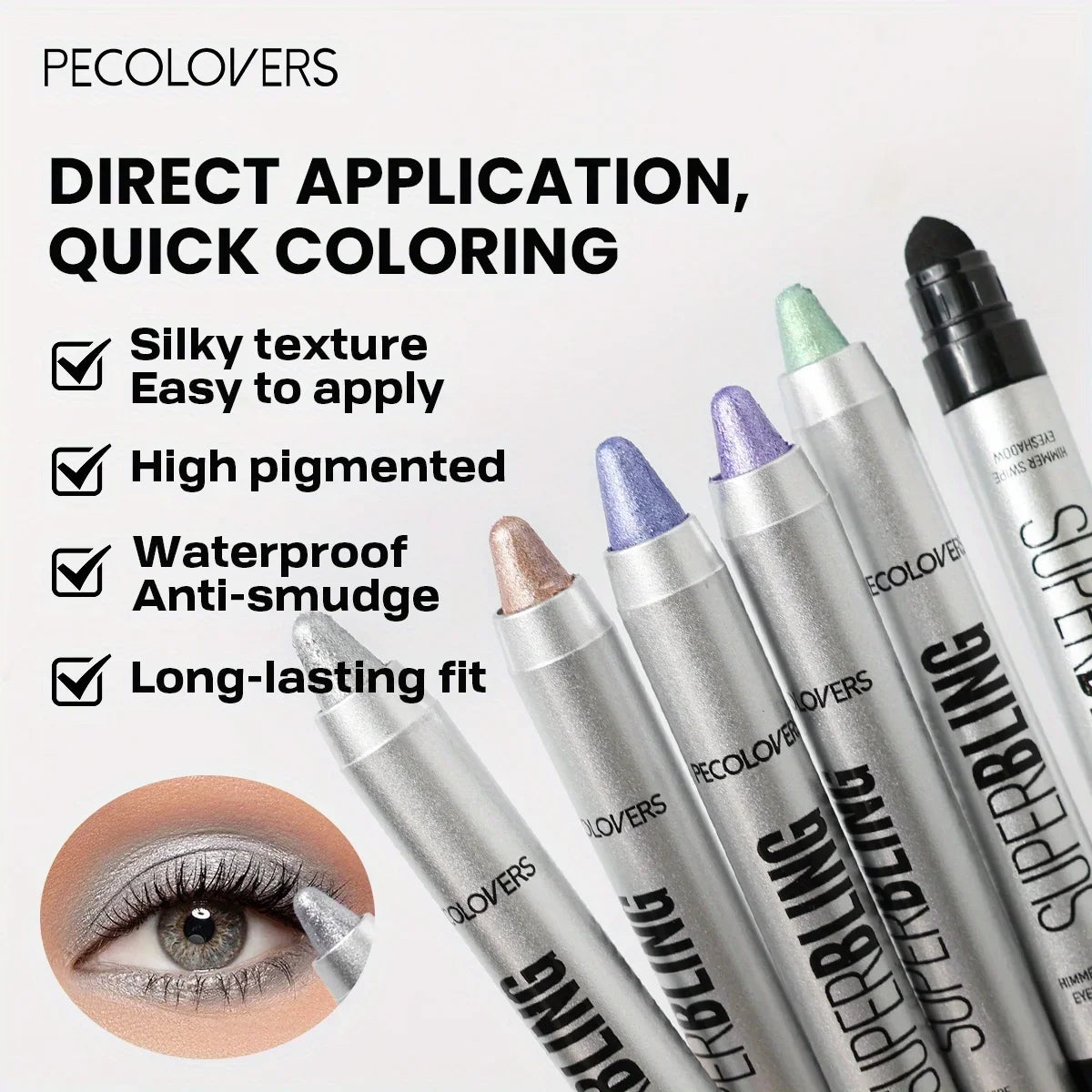 Pearlescent Long-lasting Eye Shadow Stick Shimmer Pigment Blue Purple Zpaxo