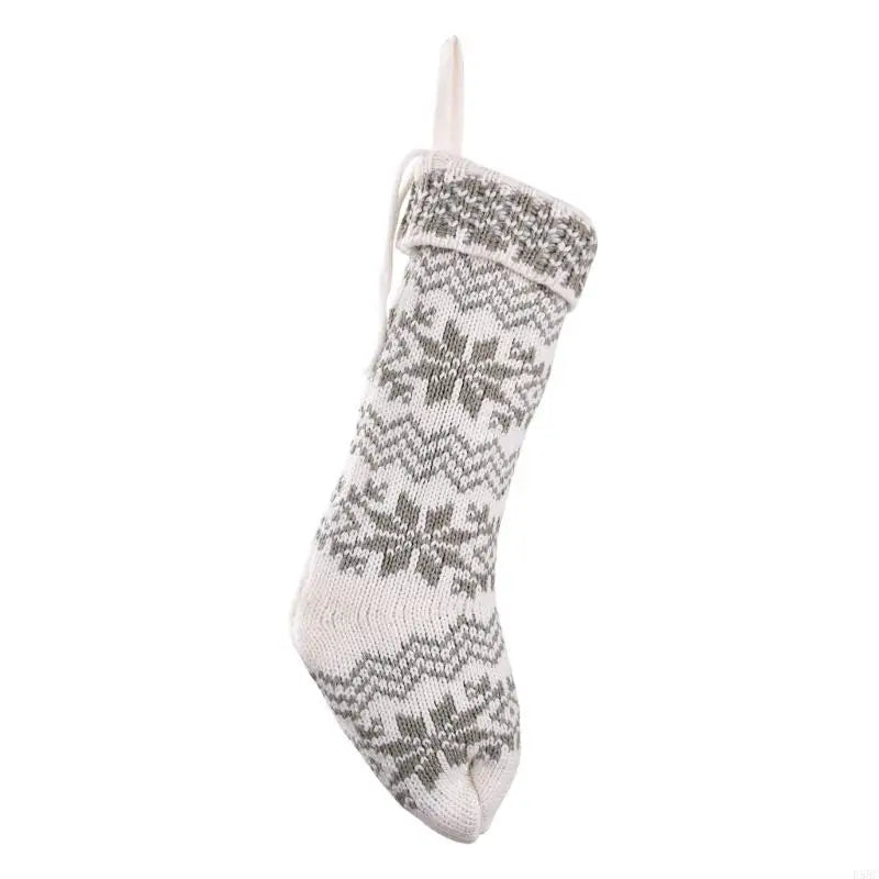 Knit Snowflake Christmas Hanging Socks Stockings Candy Bag