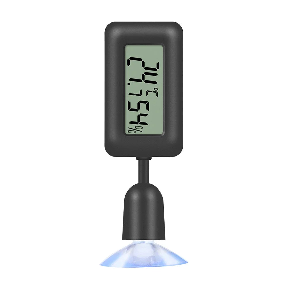 Digital Reptile Thermometer Hygrometer with Suction Cup Temperature Humidity Meter for Terrarium Reptile Accessories Zpaxo Black