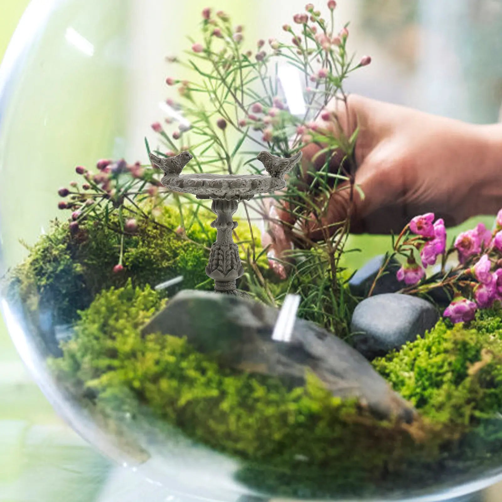 1Pcs Mini Garden Bird Pool Miniature House Decor Khaki Small Chic Delicate Mini Ornament for Micro Landscape Miniature Bird Pool Zpaxo