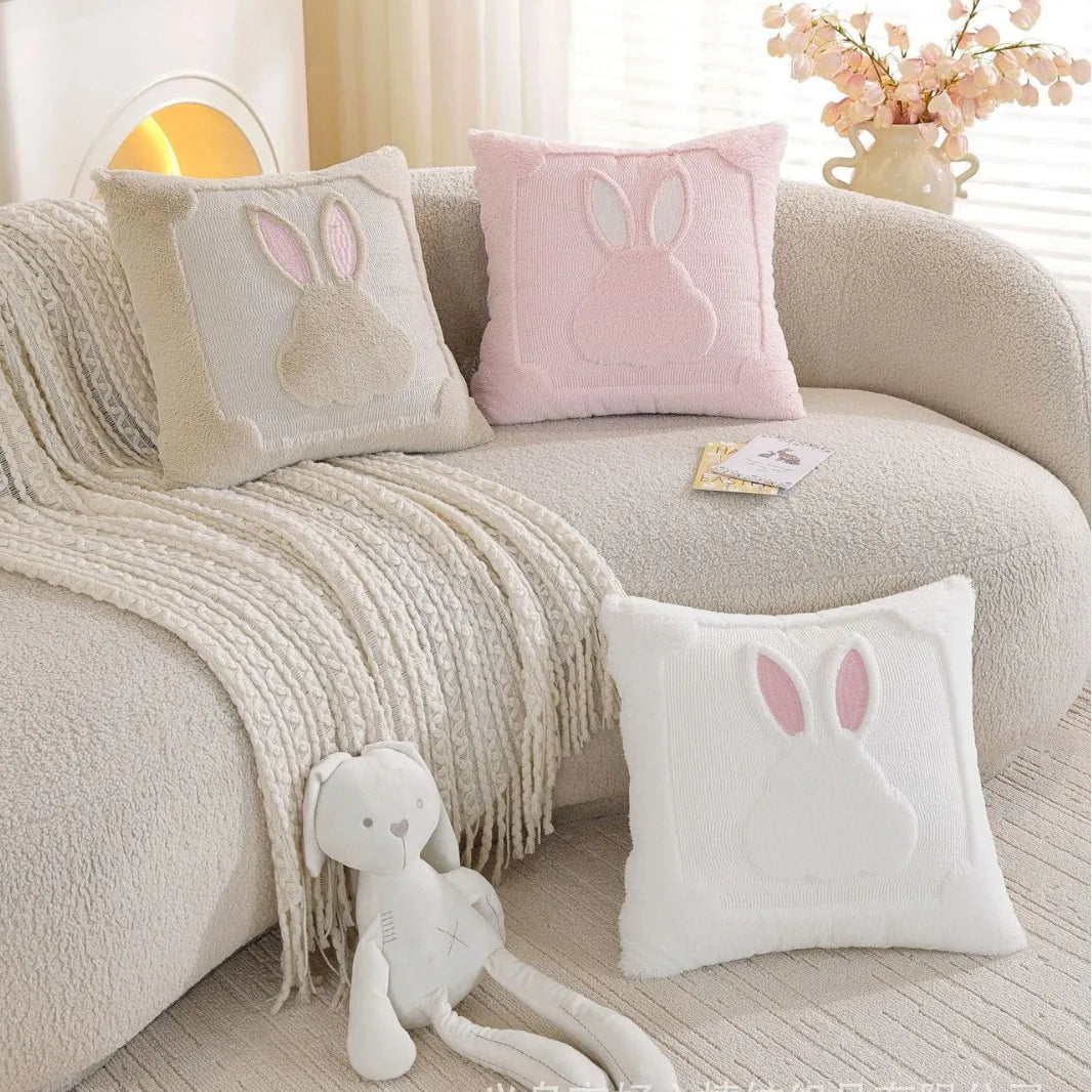 Fluffy Easter Bunny Pillow Cover Soft Plush Cushion Case Sofa Bed