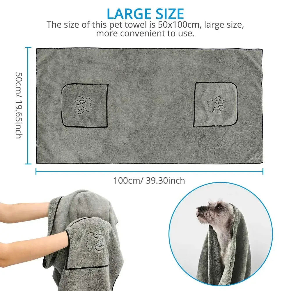 Super Absorbent Big Puppy Pet Dog Towel Bathrobe Bath Towels Quick-Drying Cat Bath Towel Bath Supplies Dog Towel Microfiber Zpaxo