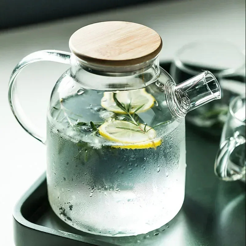 1/1.8L Transparent Borosilicate Glass Teapot Heat-Resistant Large Clear Tea Pot Flower Tea Set Puer Kettle Cup Office Home Tool Zpaxo