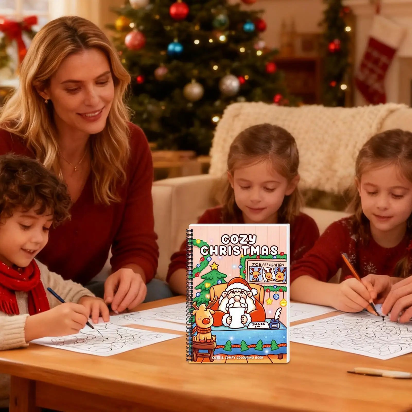 Kids Coloring Book Early Learning Festive Activity Christmas-Themed Coloring Book Toy For Crayons Pencils Airplane Classroom Zpaxo