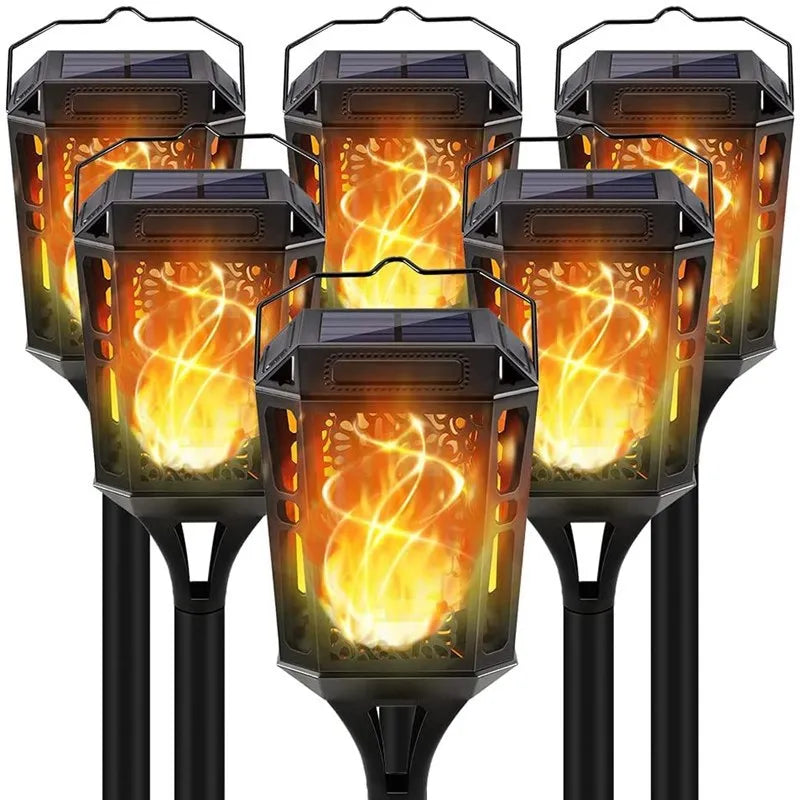 Solar LED Lights Outdoor Garden Landscape Lawn Lamp Retro Metal Zpaxo Flame Light 2PCS China Mainland