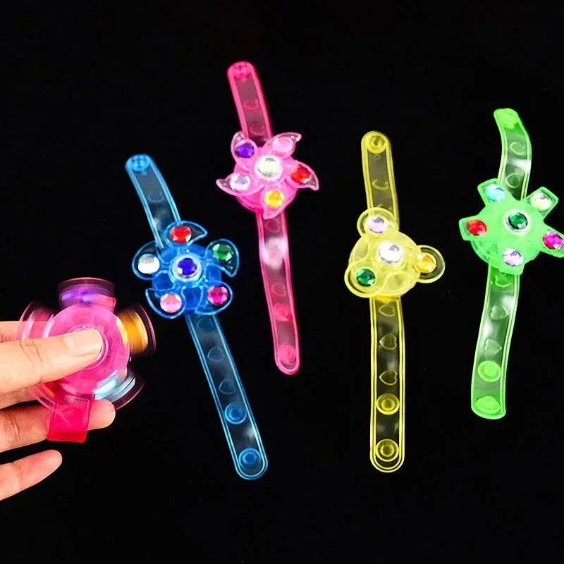 12Pcs LED Luminous Spinner Bracelets Kids Birthday Party Favors Pinata Goodie Bag Filler Luminous Party Supplies Christmas Gifts Zpaxo