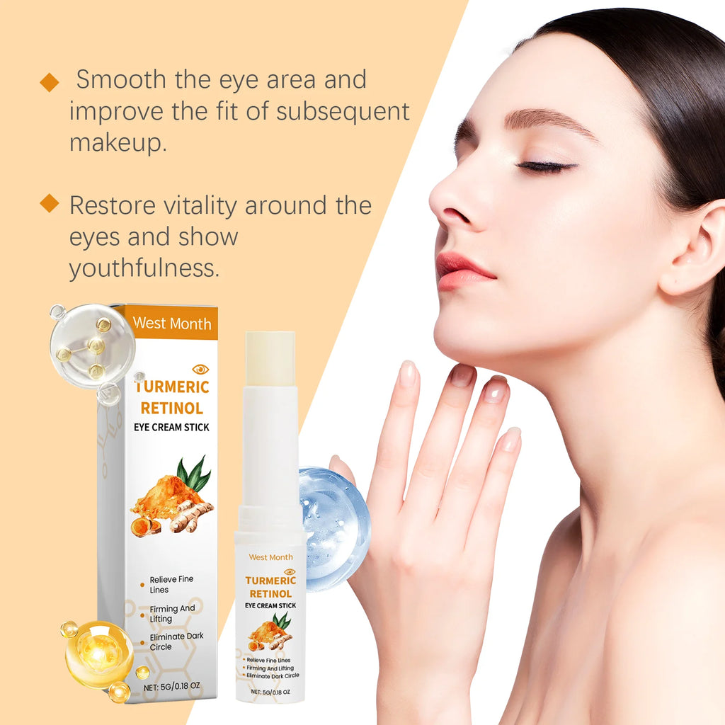 Turmeric Retinol Eye Cream Stick Remove Dark Circles Fade Fine Lines Anti Eye Bags Puffiness Lift Firming Brightening Eye Care Zpaxo