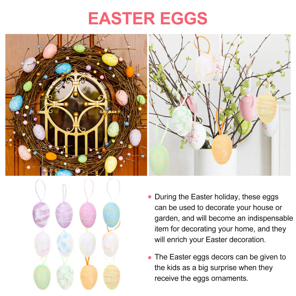 Easter Egg Ornaments Hand-painted Decorative Hanging Eggs Tree Decor