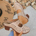 2026 Summer Women's Chunky Heel Half Slippers Hollow Breathable Zpaxo Beige 37