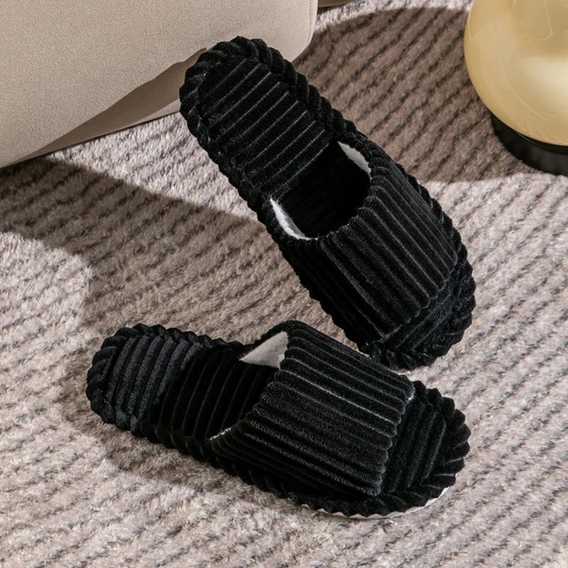 Solid Flat Heel Slippers Women Indoor Bedroom Lightweight Comfort