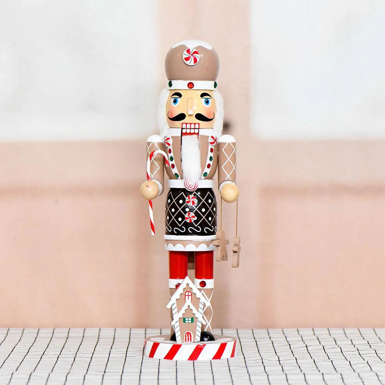 Gingerbread Christmas Nutcracker 14 Inch Wooden Gingerbread Man Nutcracker Soldier Collectible Christmas Ornaments for Table Zpaxo