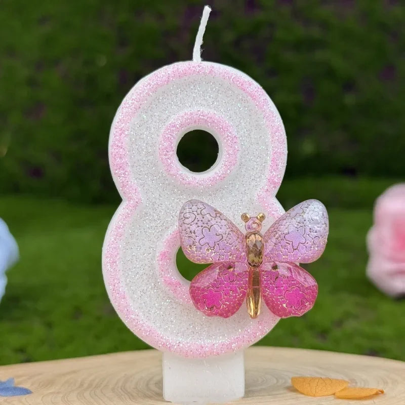 Pink Butterfly Number Candles 1–9 | Birthday Cake Topper Birthday Cake Candles Zpaxo 8