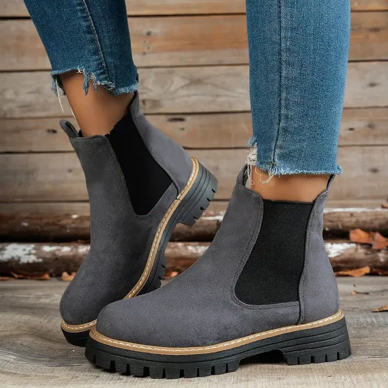 Comfortable Women Boots 2025 New Spring/autumn Roman Shoes for Women Slip-on Modern Ankle Boots Low Heel Round Toe Ladies Shoes Zpaxo