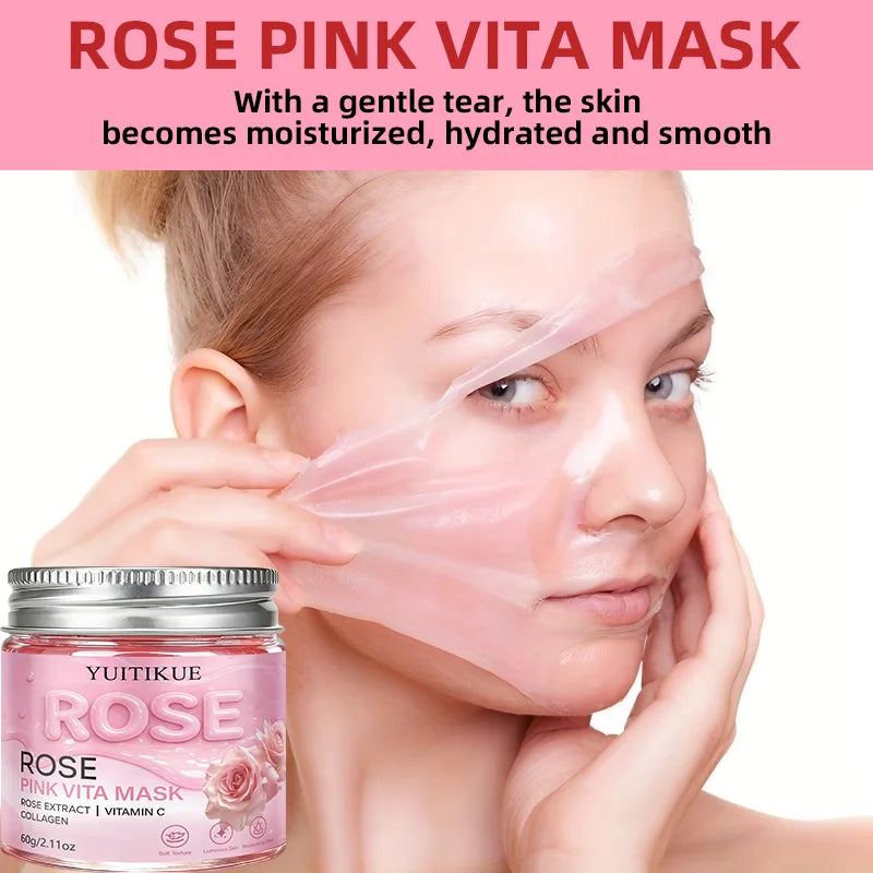 YUITIKUE Rose Pink Vita Peel Mask – Hydrate, Brighten & Firm Peel-Off Face Mask Zpaxo