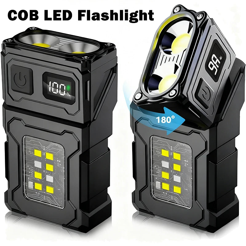 EDC Mini LED Flashlights Rechargeable Magnetic Torch Clip-on Handheld Zpaxo