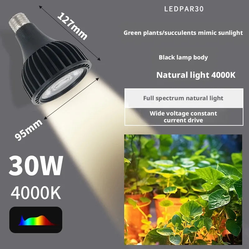 30W Full Spectrum COB LED Grow Light E27 Bulb | SHINEKNOT