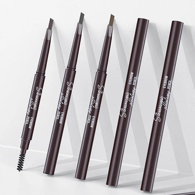 5 Colors Double-Ended Eyebrow Pencil with Brush Waterproof Lasting Auto-Rotate Professional Eyebrow Stick Eye Makeup for Women Zpaxo