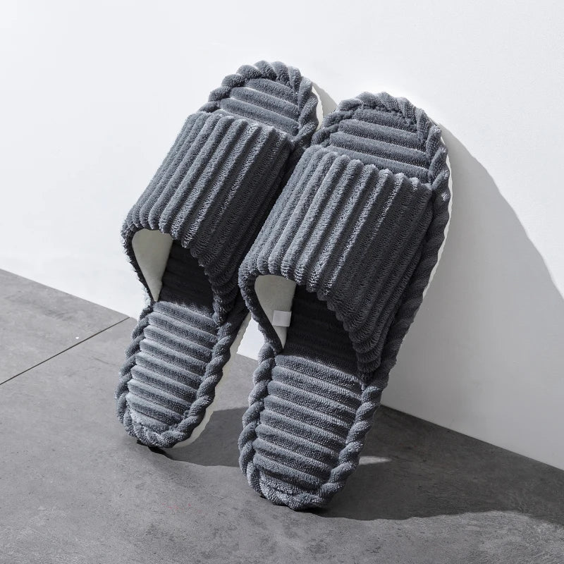 Men's Open-toe Flat Slippers Spring Fall Indoor Bedroom Breathable Zpaxo GRAY 38-39
