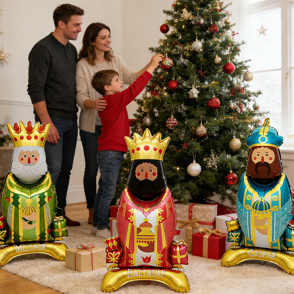 Party Balloons 3 Pieces King Shape Standing Holiday Supplies Inflatable Holiday Balloons for Party Planners Christmas Home Shop Zpaxo