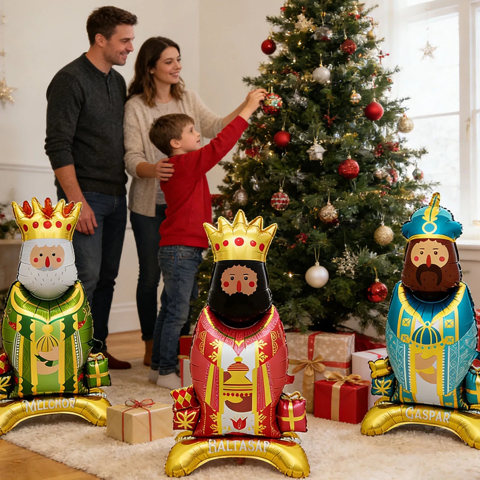 Party Balloons 3 Pieces King Shape Standing Holiday Supplies Inflatable Holiday Balloons for Party Planners Christmas Home Shop Zpaxo