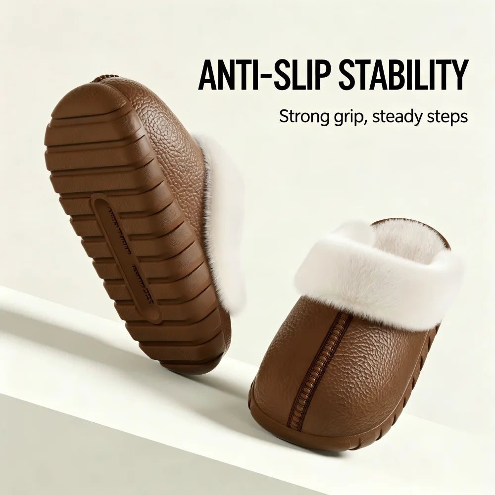 SHAJI Winter Warm Non Slip Indoor Home Slippers Removable Washable