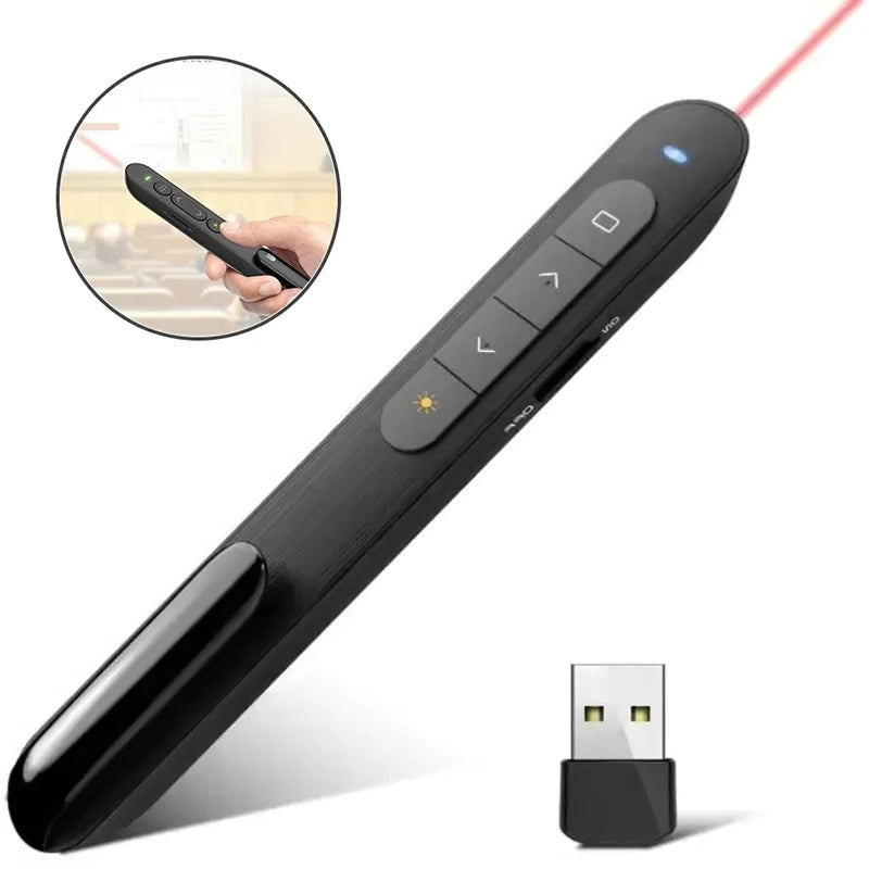 Wireless Presenter Red Laser Smart Page Turning Pen 2.4G RF Volume Remote Control PPT Presentation USB PowerPoint Pointer Mouse Zpaxo