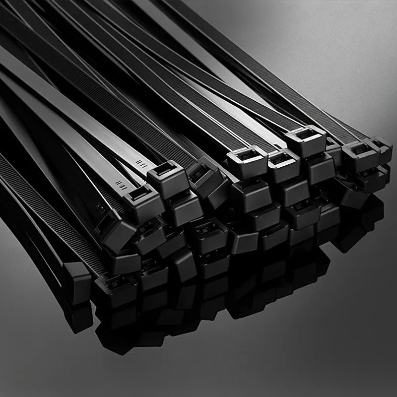 100pcs Black Cable Ties High Tensile Strength, Uv Resistant, Self-Locking For Home & Office Cord Management lengthen extend Zpaxo