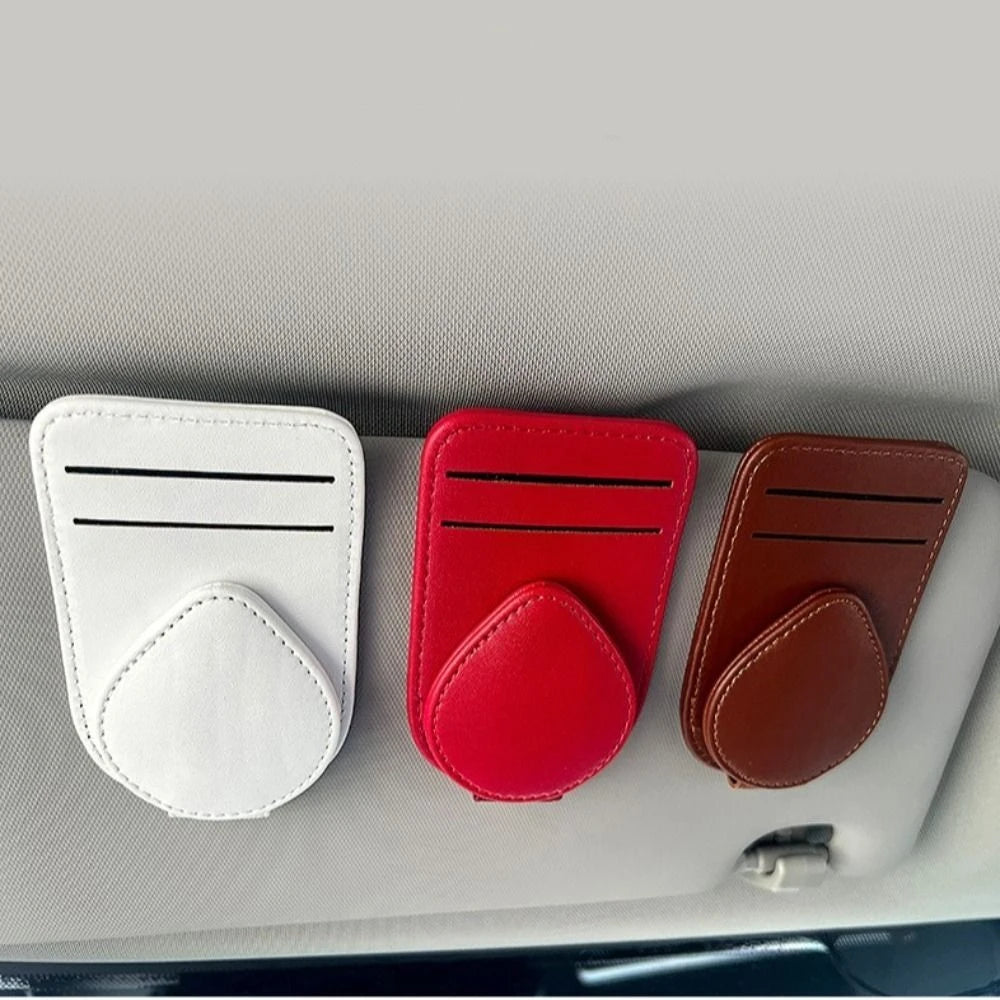 PU Leather Car Sunglasses Holder Universal Multifunctional Sun Visor Zpaxo