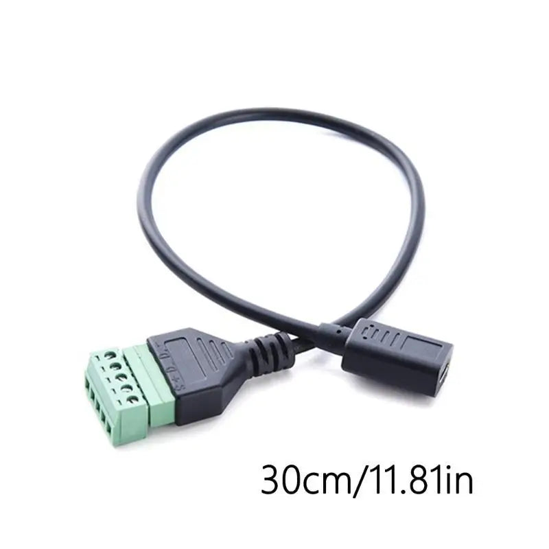 652F Pluggable Block Connector Type C USB Female To 5 Pin Screw Terminal Adapter Cable for Fast Data Transfer & Power Supply Zpaxo