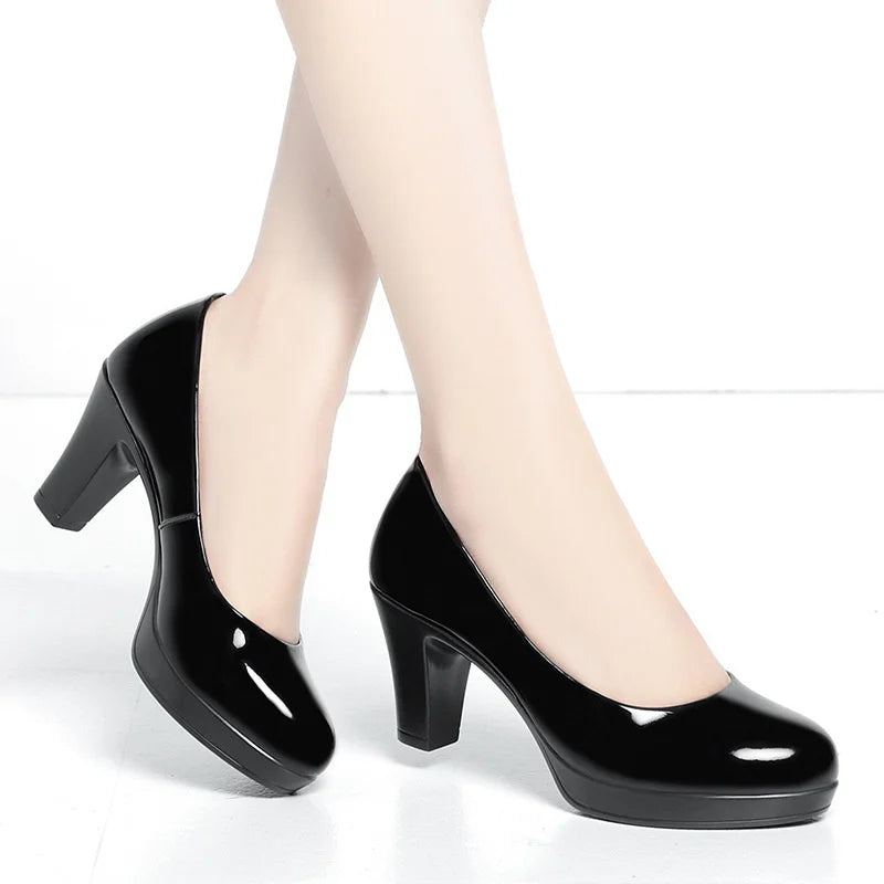 Professional Shallow Mouth Single Shoes Women Round Toe Thick Sole Zpaxo