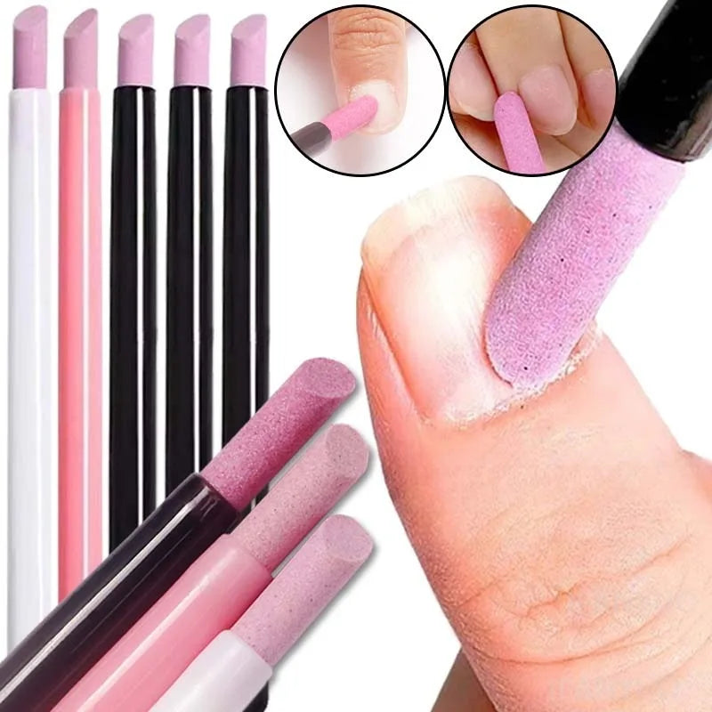 1-6PC Nail File Cuticle Stone Pusher Sanding Sticks Nail Art Quartz Pen Cuticle Remover Trimmer Manicure Tools Pushing Dead Skin Zpaxo