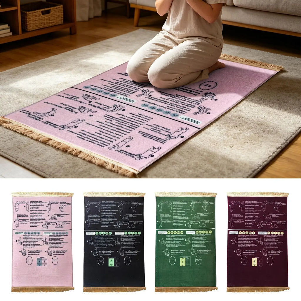 Prayer Mat 50x90cm Bilingual Guided Educational Rug Soft Step
