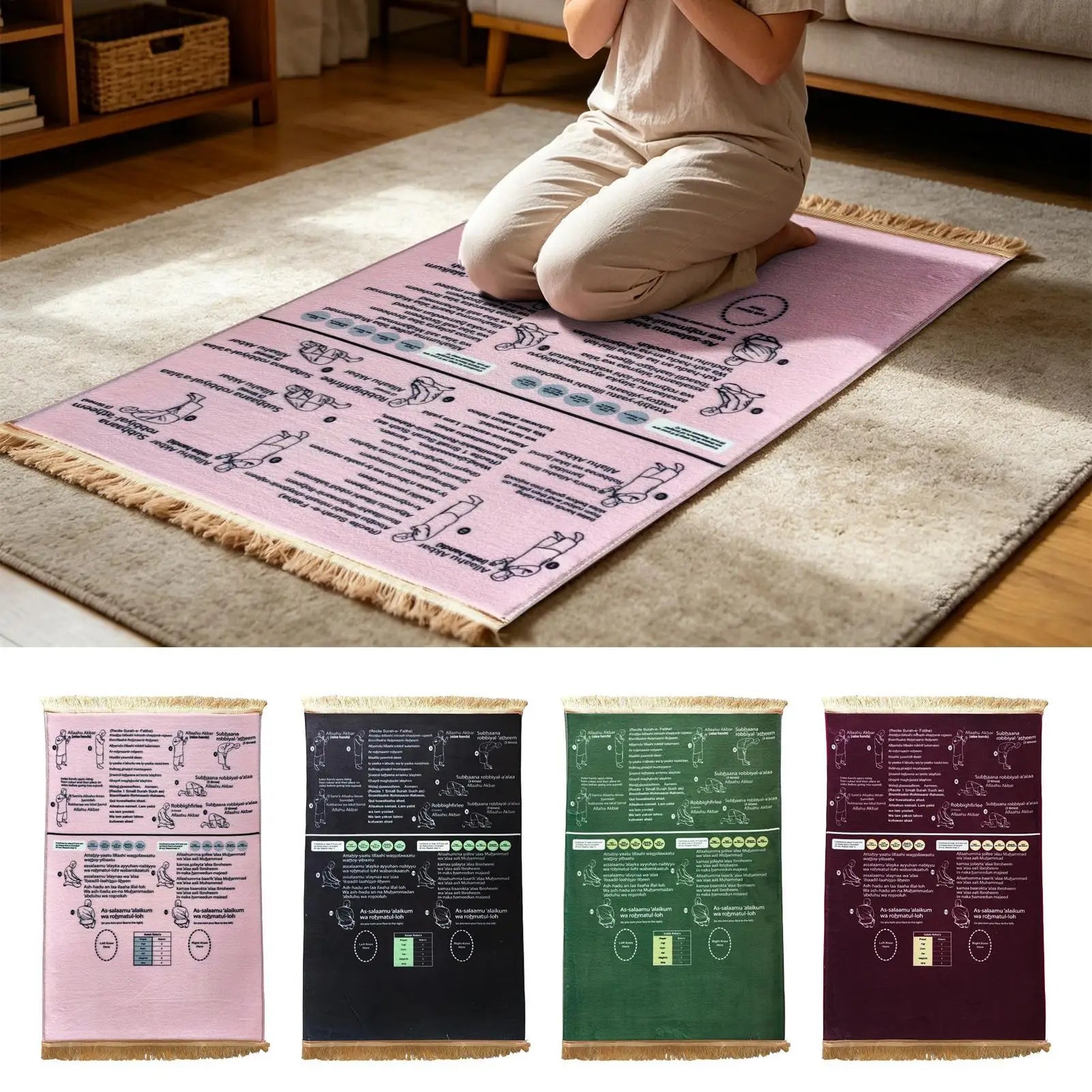 Prayer Mat 50x90cm Bilingual Guided Educational Rug Soft Step